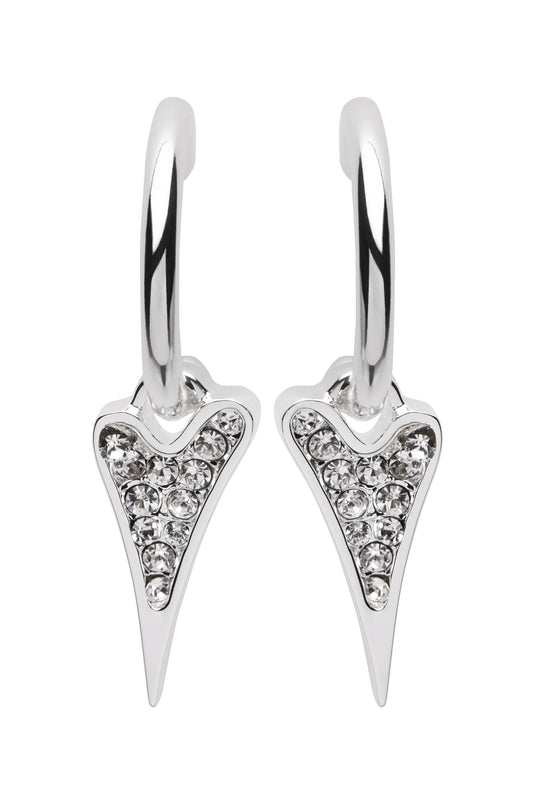 Earrings Silver Hoop with a diamante heart drop