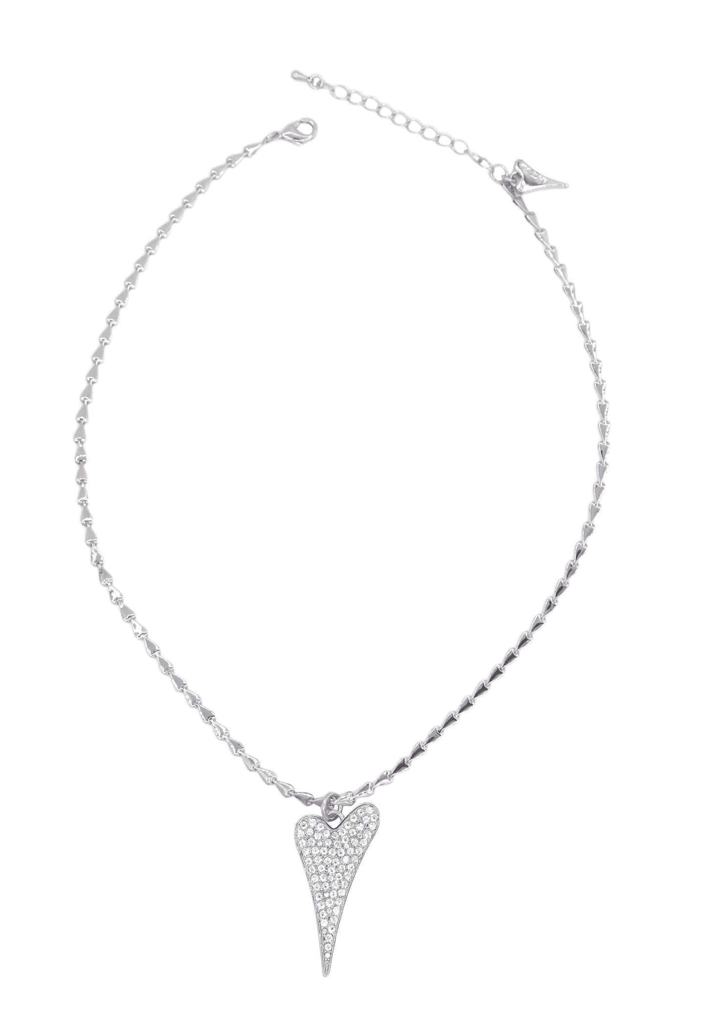 SILVER DIAMANTE HEART NECKLACE*