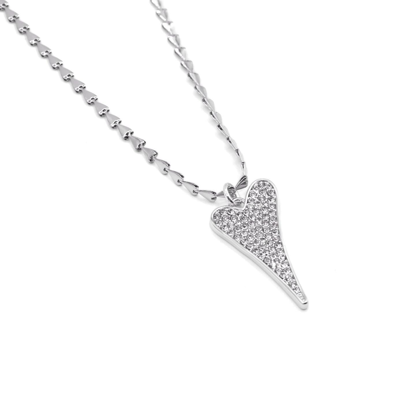 SILVER DIAMANTE HEART NECKLACE*