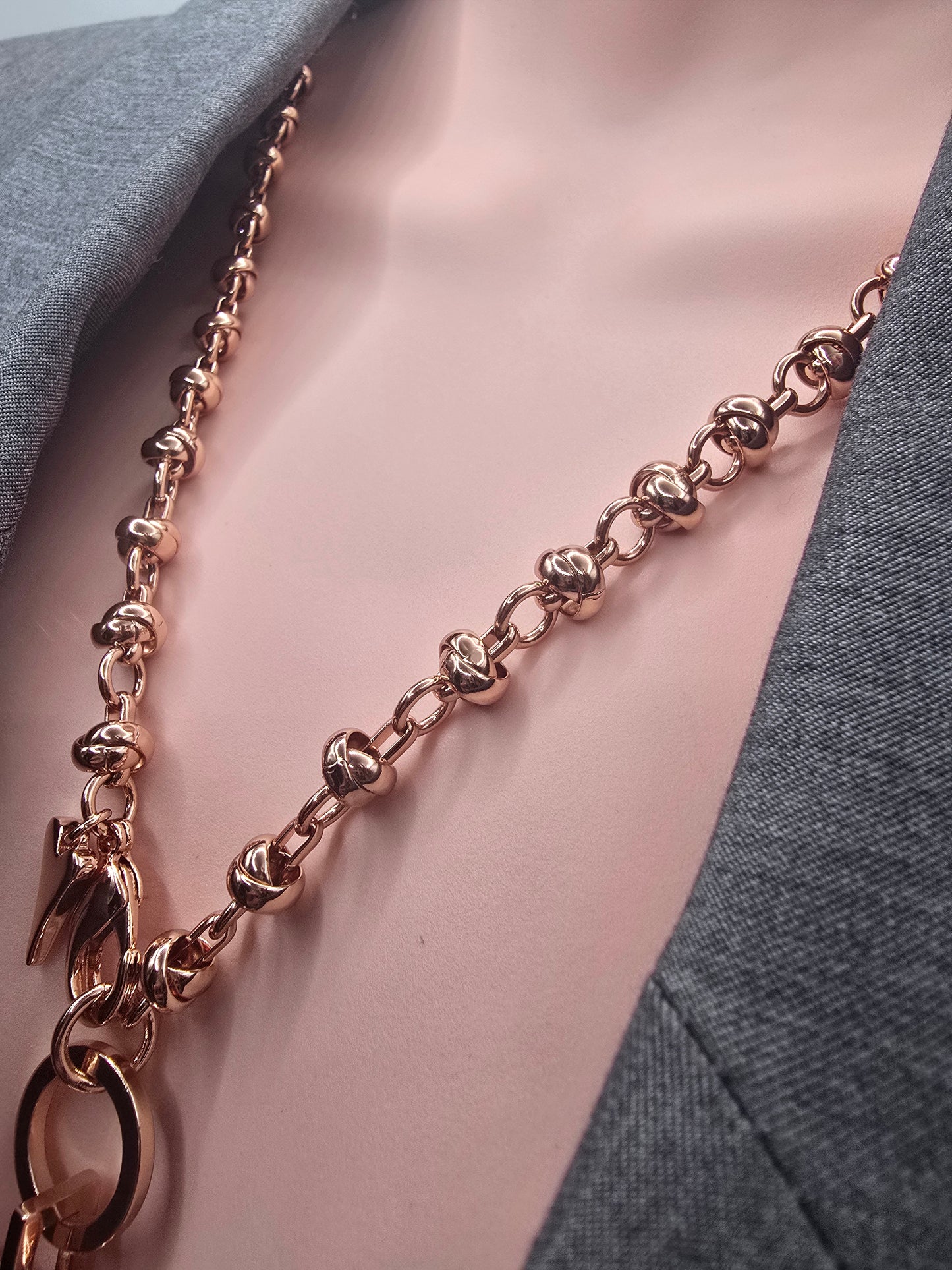 ROSE GOLD 70CM LONG KNOTTED CHAIN NECKLACE*