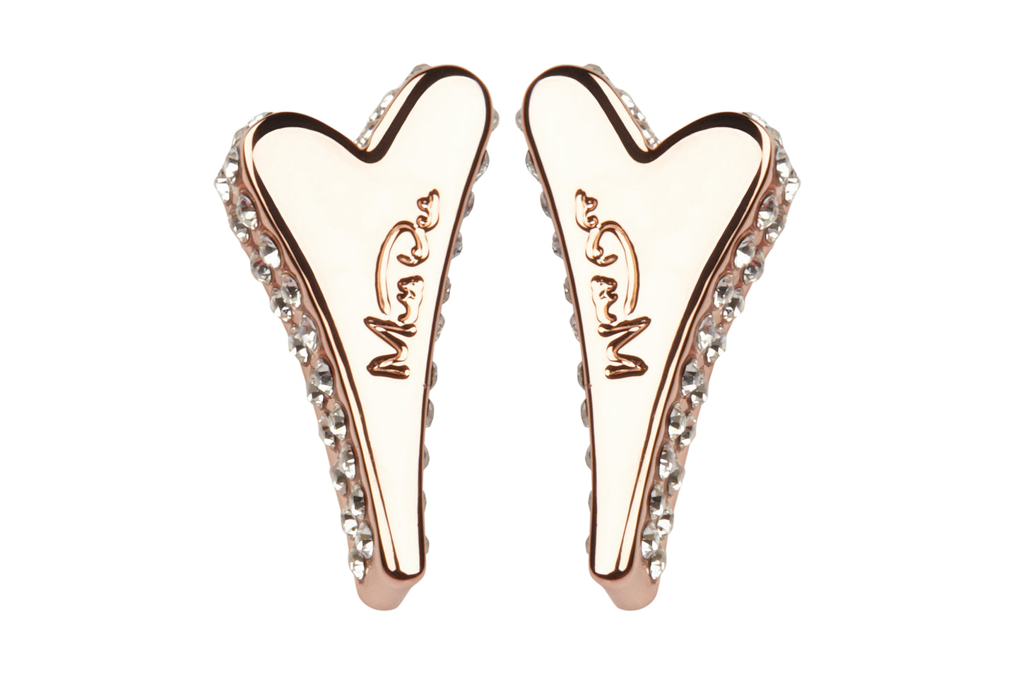ROSE GOLD SMALL DIAMANTE HEART EARRINGS*