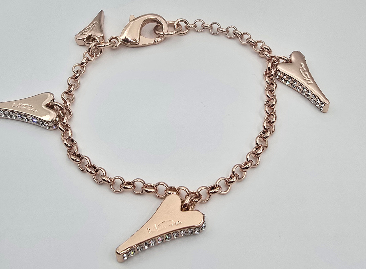 ROSE GOLD DIAMANTE HEARTS BRACELET*