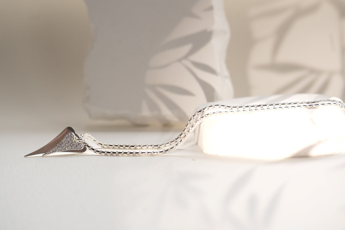 SILVER LONG DOUBLE HEART NECKLACE*