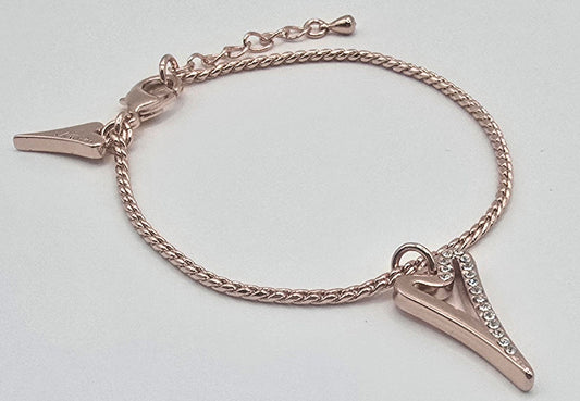 Bracelet Rose Gold Hollow Heart 1/2 plain 1/2 Diamante*