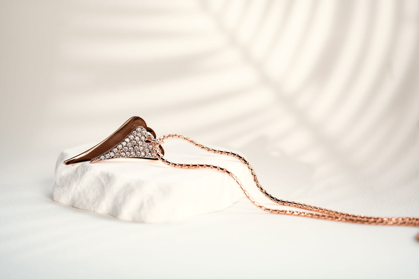 ROSE GOLD LONG DOUBLE HEART NECKLACE*