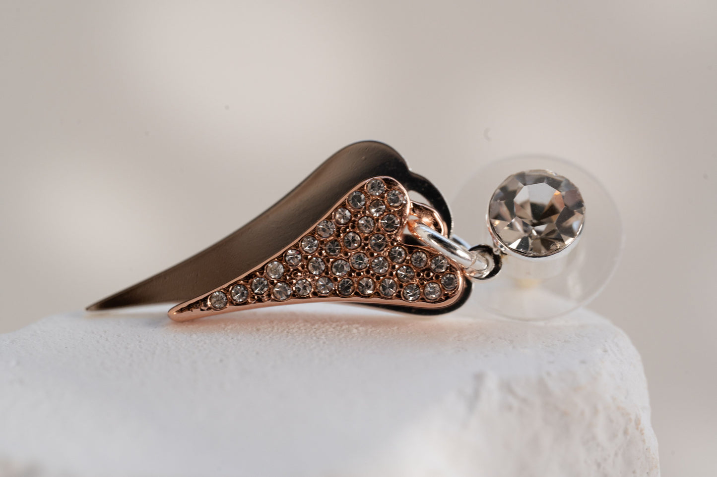 SILVER/ROSE GOLD HEARTS EARRINGS*