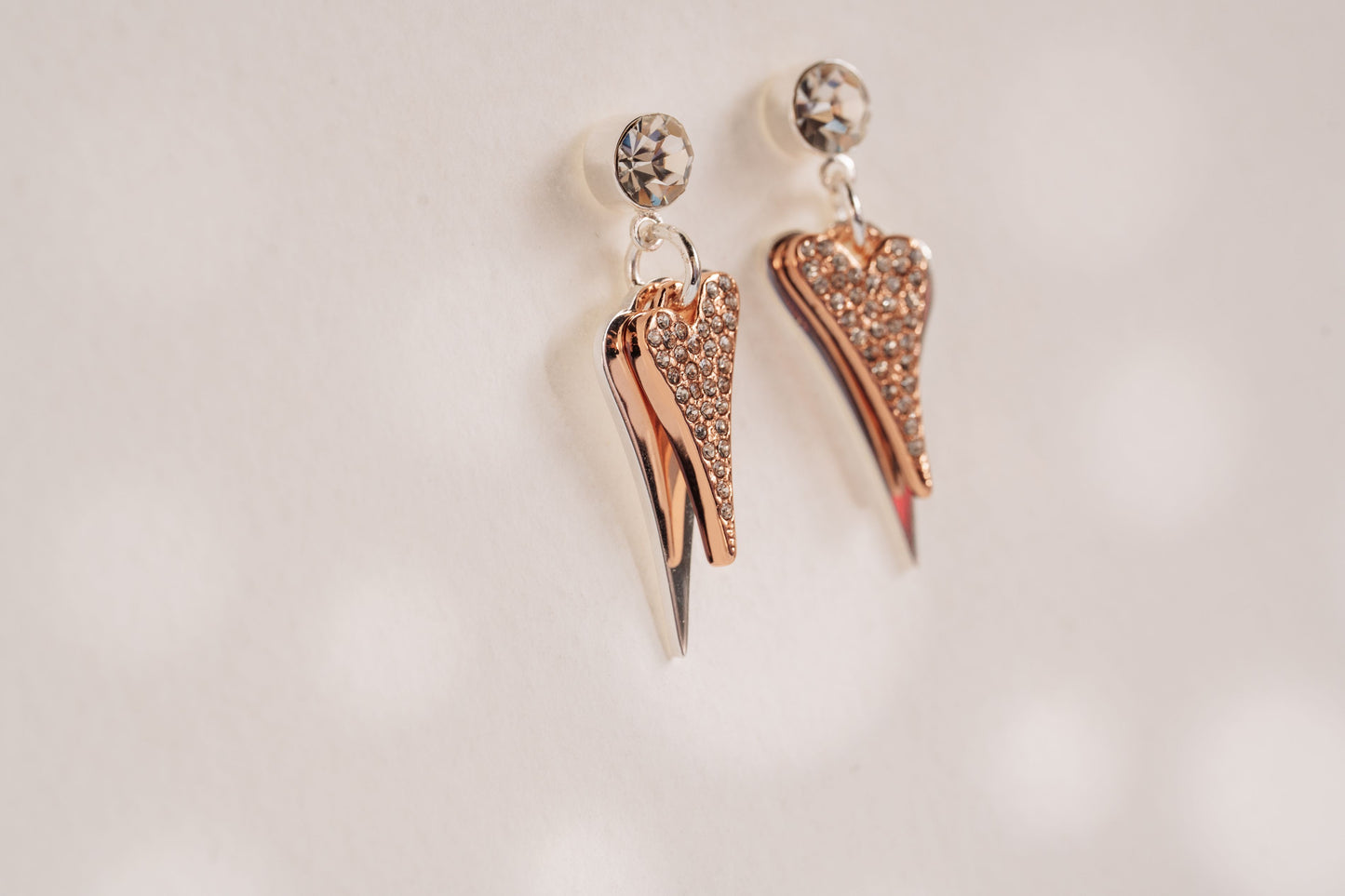 SILVER/ROSE GOLD HEARTS EARRINGS*