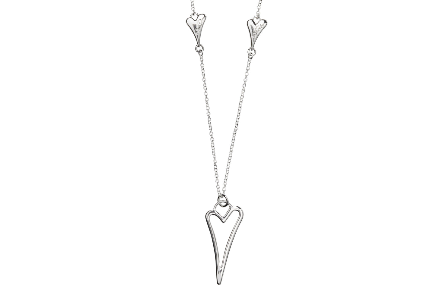 Silver plated Necklace with Hollow Heart pendant
