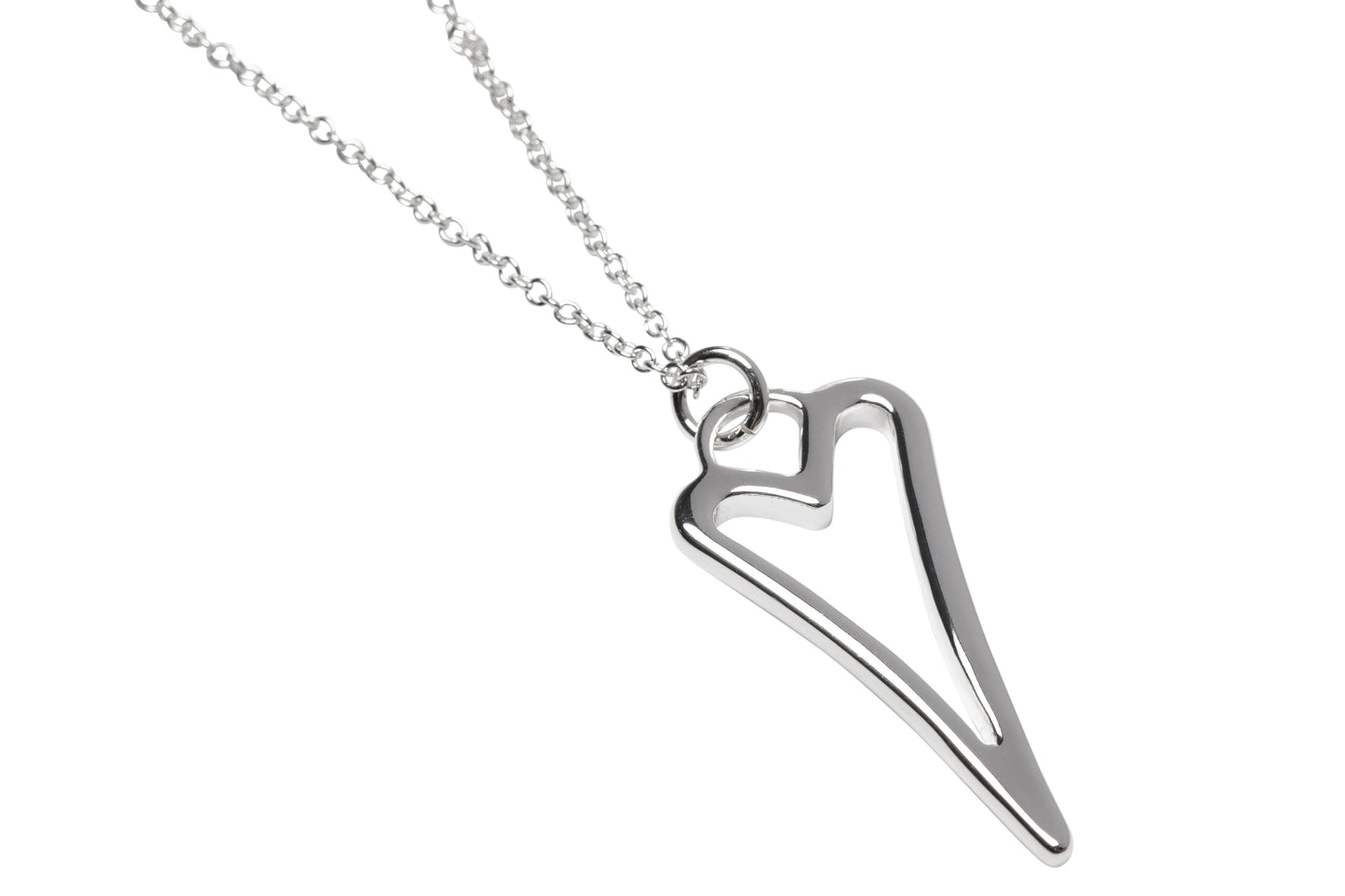 Silver plated Necklace with Hollow Heart pendant