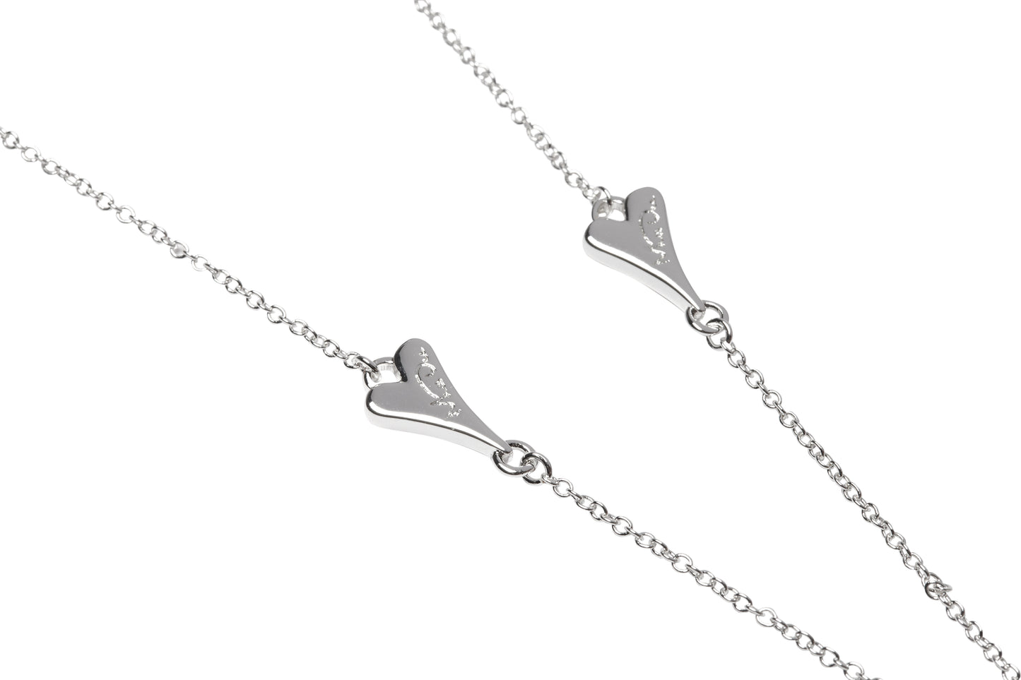 Silver plated Necklace with Hollow Heart pendant