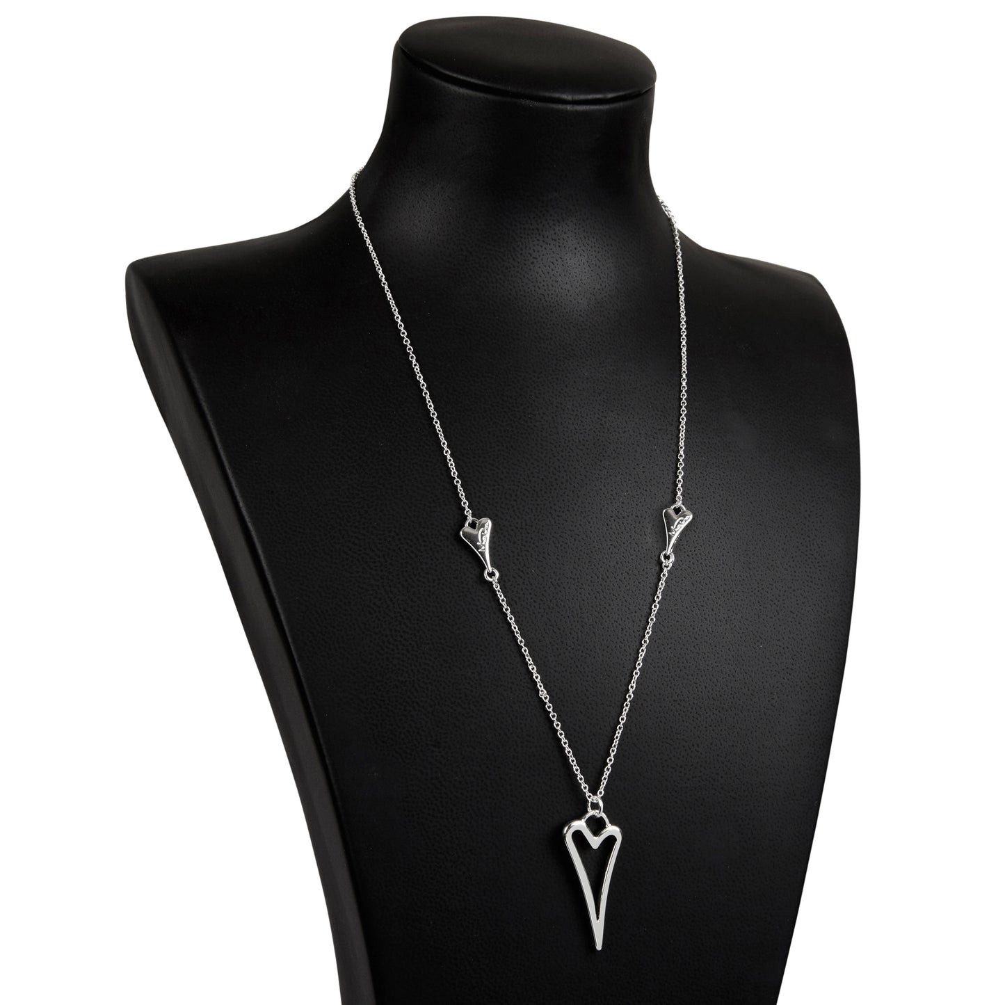 Silver plated Necklace with Hollow Heart pendant