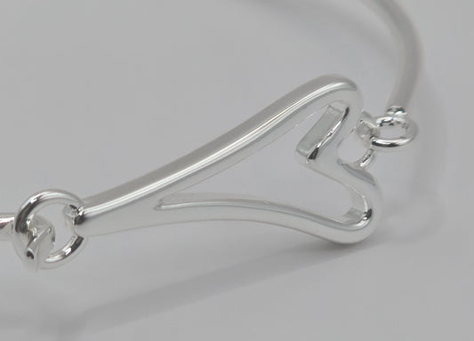 Bracelet Silver Cuff with Hollow Heart Clasp*