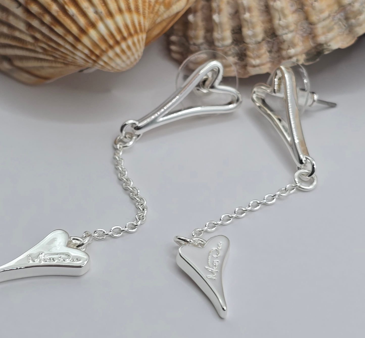 SILVER HOLLOW HEART EARRINGS*