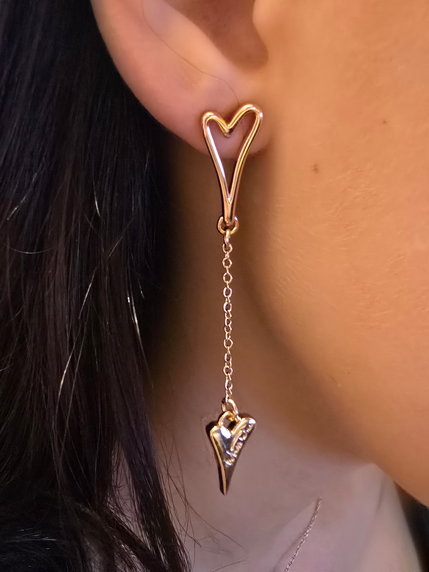 ROSE GOLD HOLLOW HEART EARRINGS*