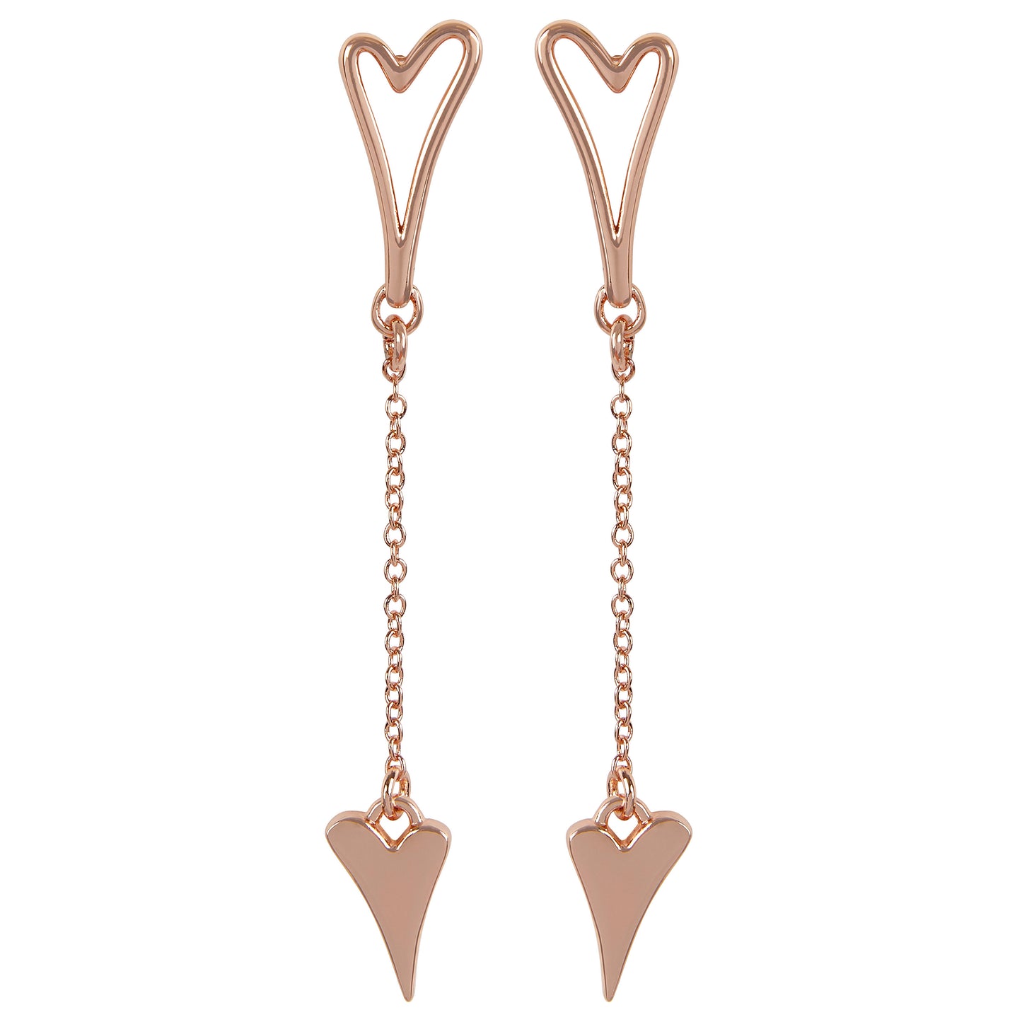 ROSE GOLD HOLLOW HEART EARRINGS*
