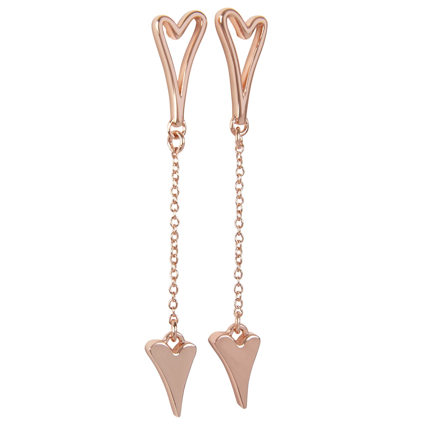 ROSE GOLD HOLLOW HEART EARRINGS*