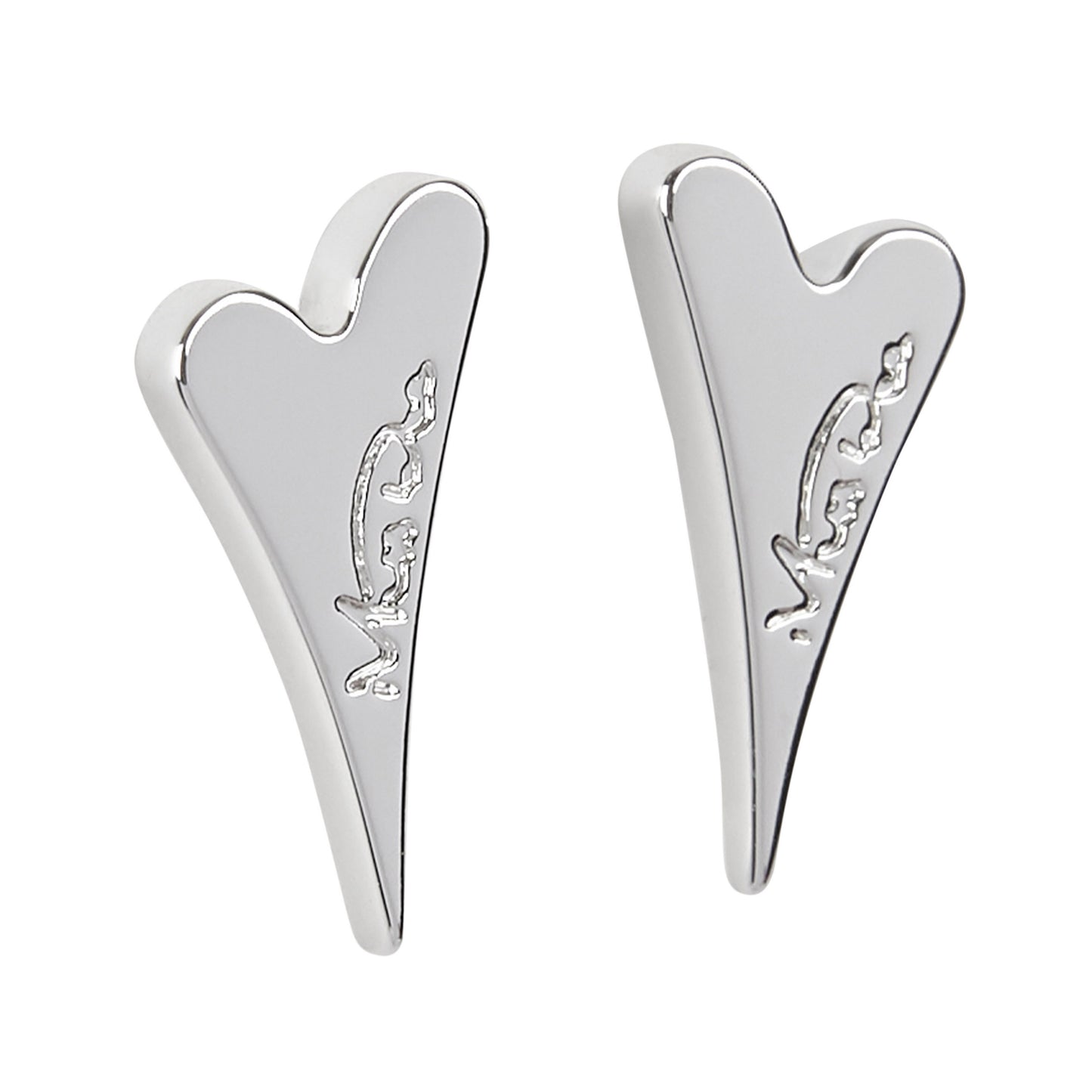 SILVER SOLID HEART STUDS EARRINGS*