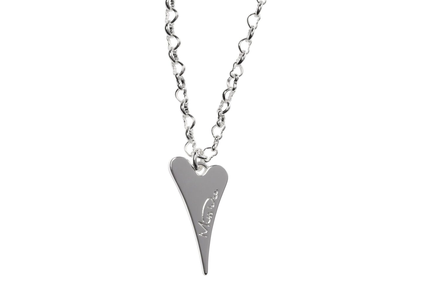 SILVER SOLID BRAND LOGO HEART NECKLACE*