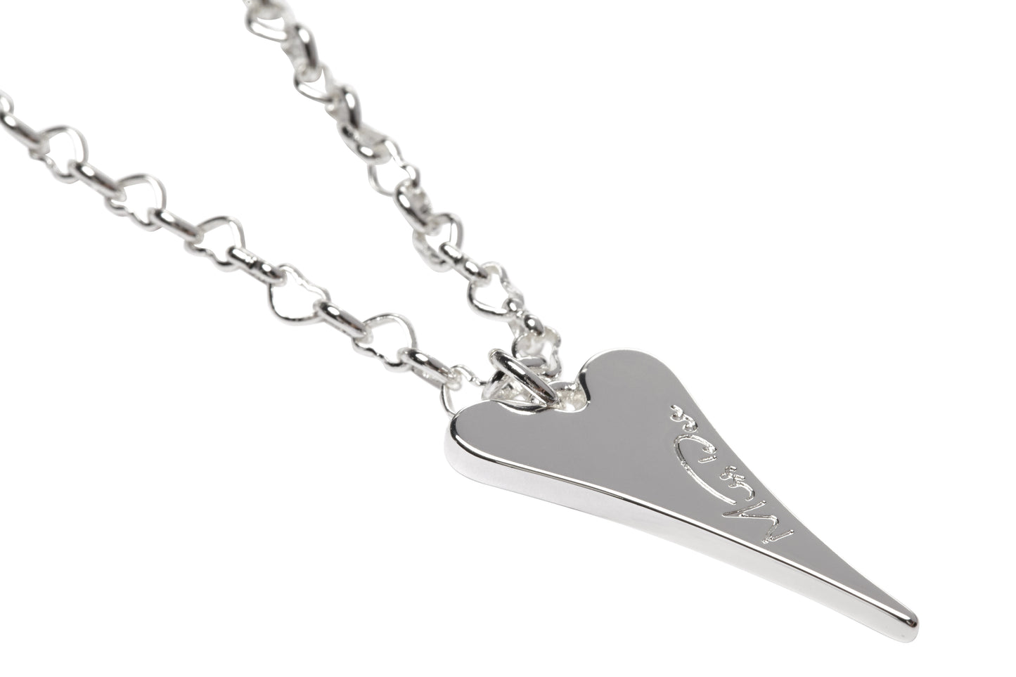 SILVER SOLID BRAND LOGO HEART NECKLACE*