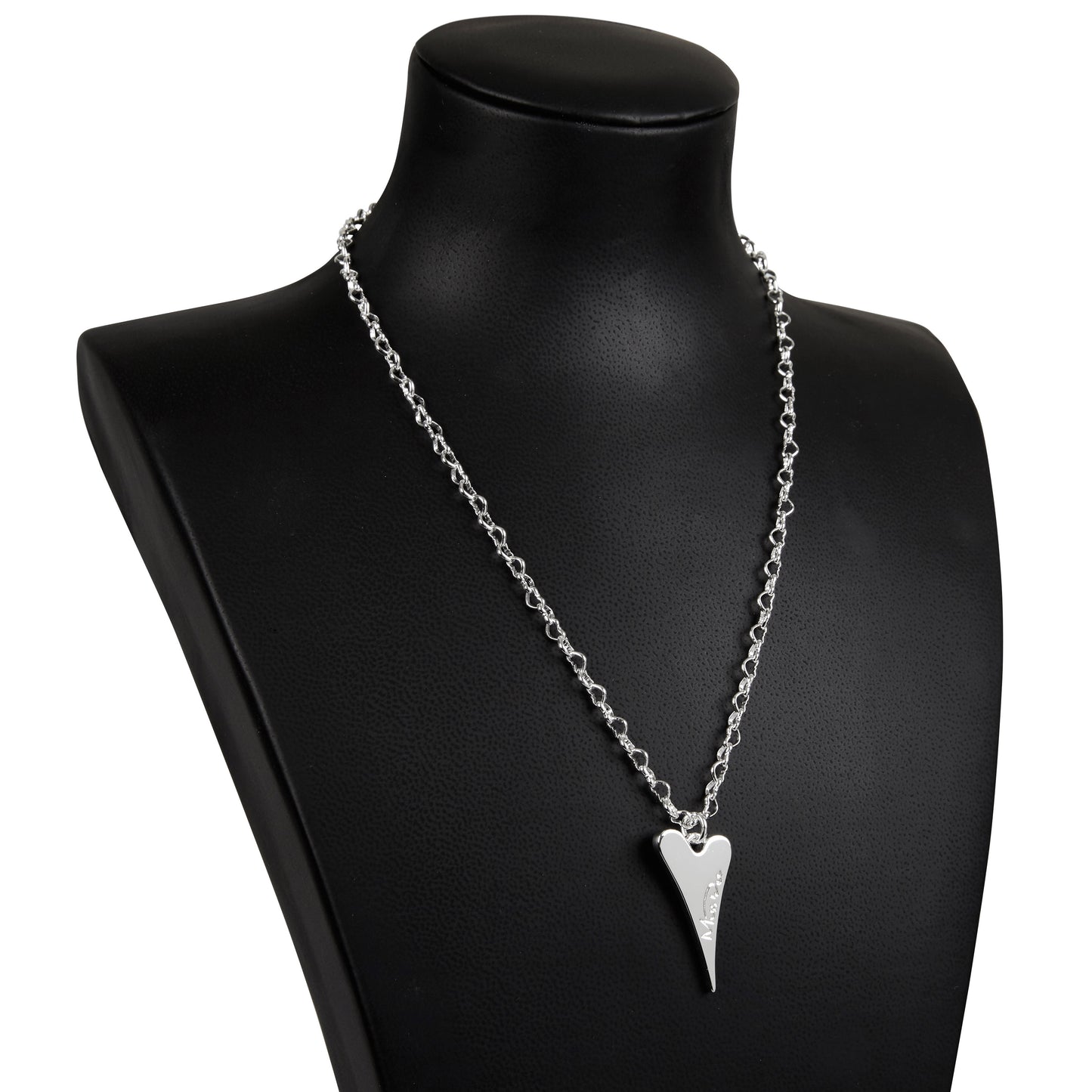 SILVER SOLID BRAND LOGO HEART NECKLACE*