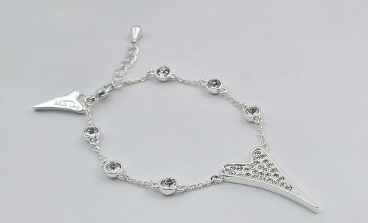 Bracelet Silver Diamante stone chain and Heart pendant*