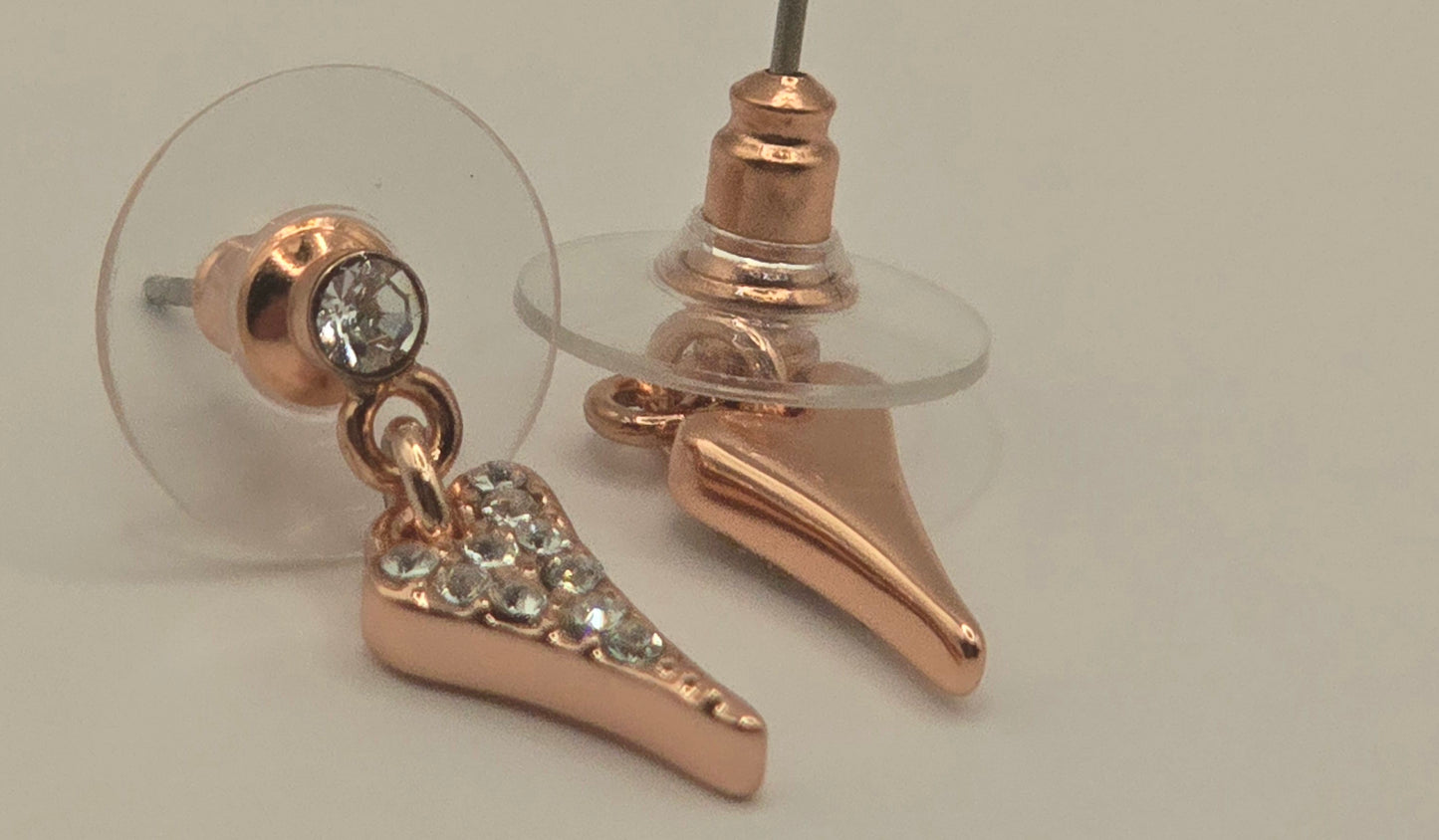 Rose Gold Small Diamante Heart Earrings*