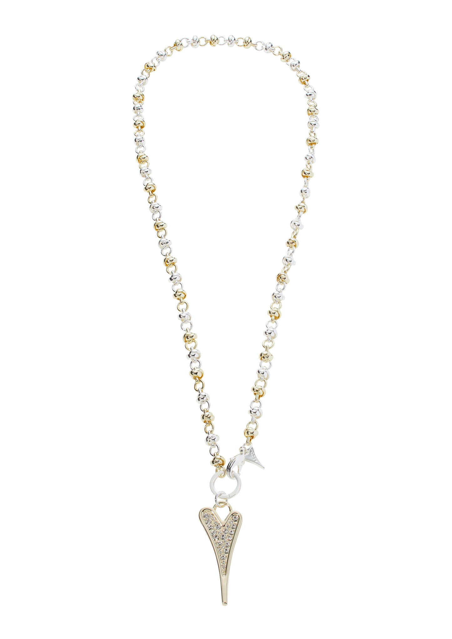 SILVER/YELLOW GOLD 70CM LONG KNOTTED CHAIN NECKLACE*