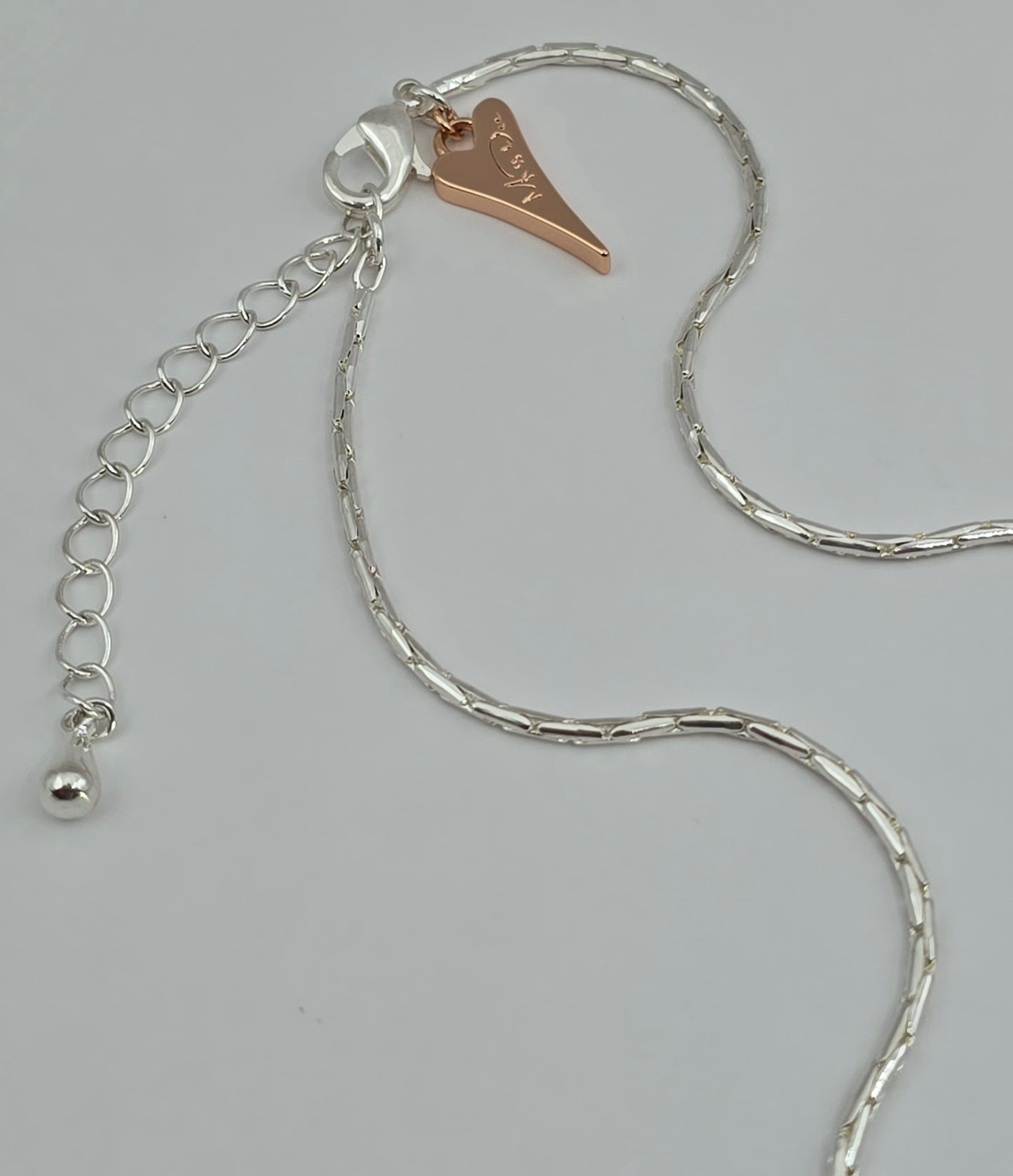 SILVER CHAIN/ROSE GOLD SOLID LOGO HEART NECKLACE*