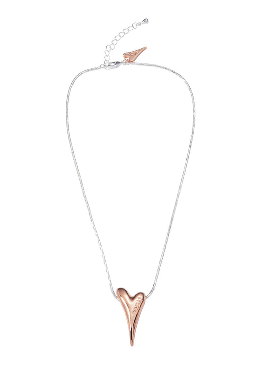Necklace Silver Chain/Rose Gold Heart Pendant