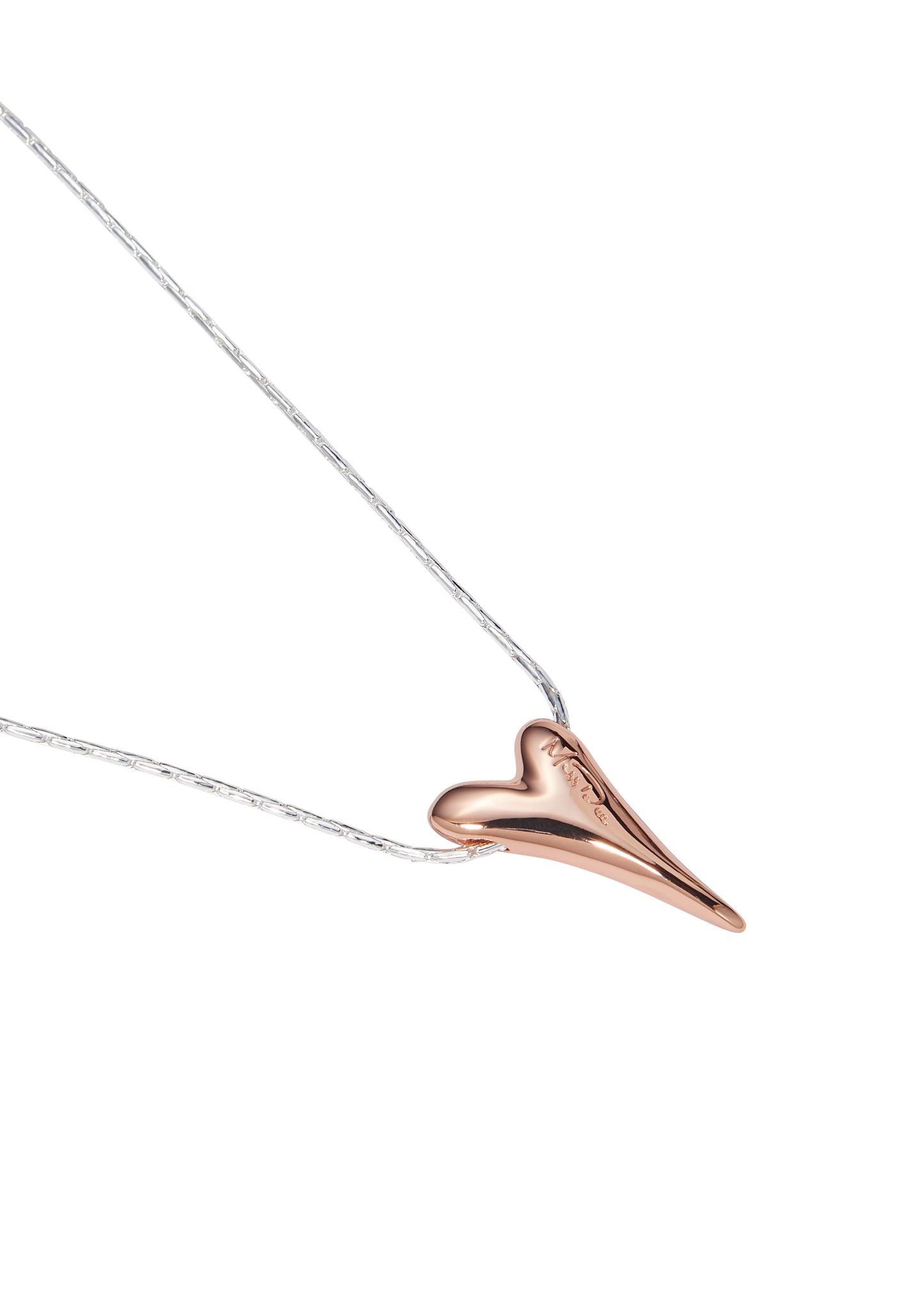 SILVER CHAIN/ROSE GOLD SOLID LOGO HEART NECKLACE*