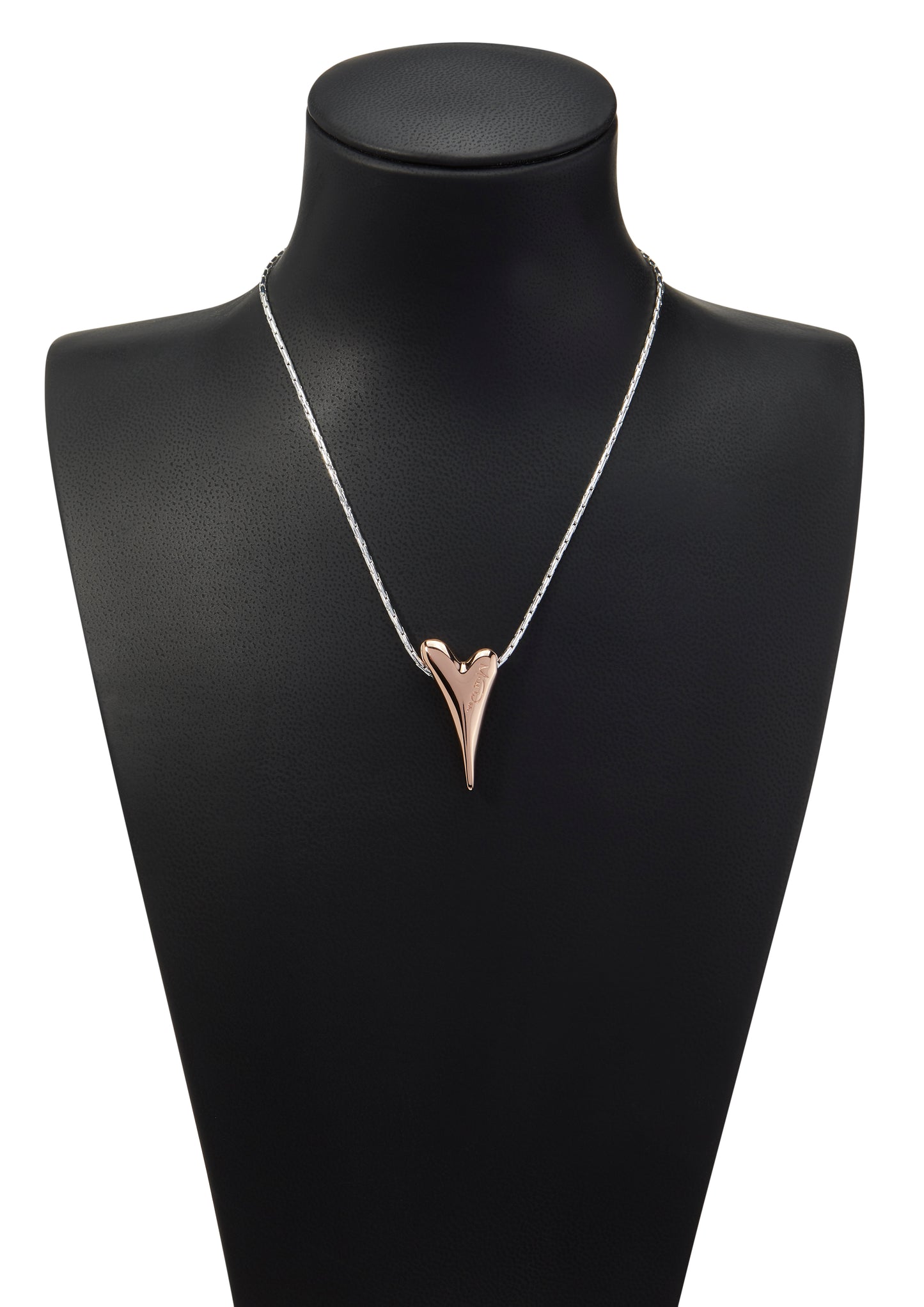 SILVER CHAIN/ROSE GOLD SOLID LOGO HEART NECKLACE*