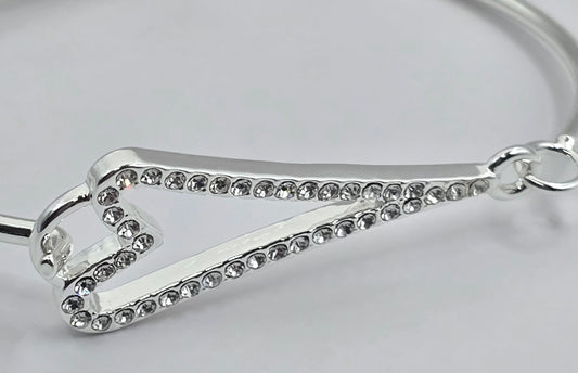 Bracelet Silver Cuff with a Diamante Hollow Heart*