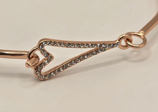 Bracelet Rose Gold Cuff with a Diamante Hollow Heart*
