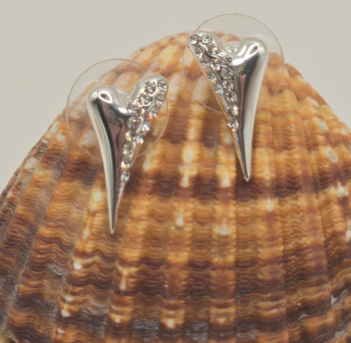 SILVER HALF DIAMANTE EARRINGS*