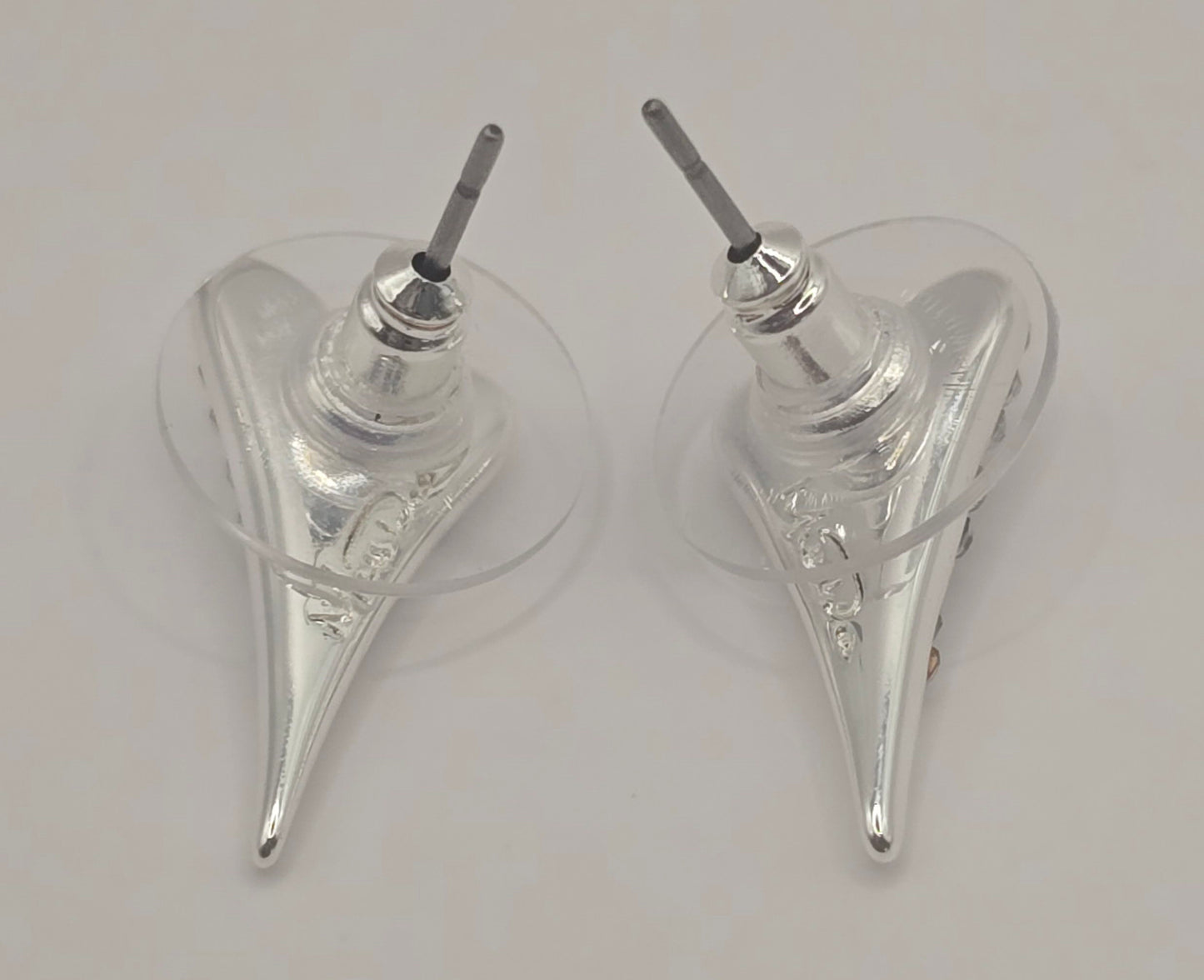 SILVER HALF DIAMANTE EARRINGS*