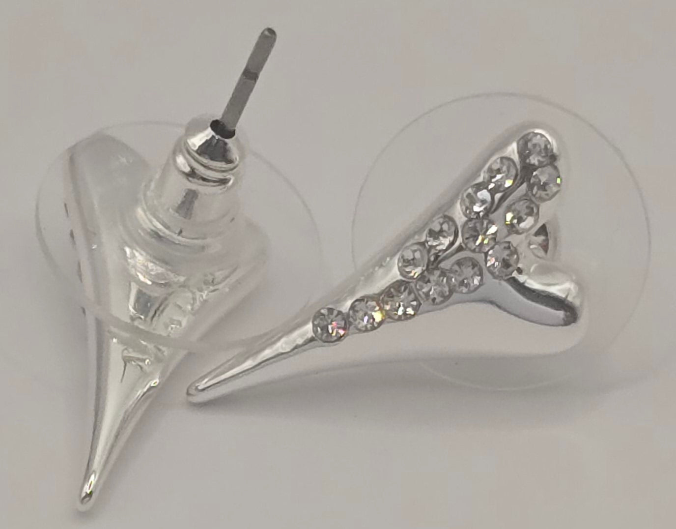 SILVER HALF DIAMANTE EARRINGS*