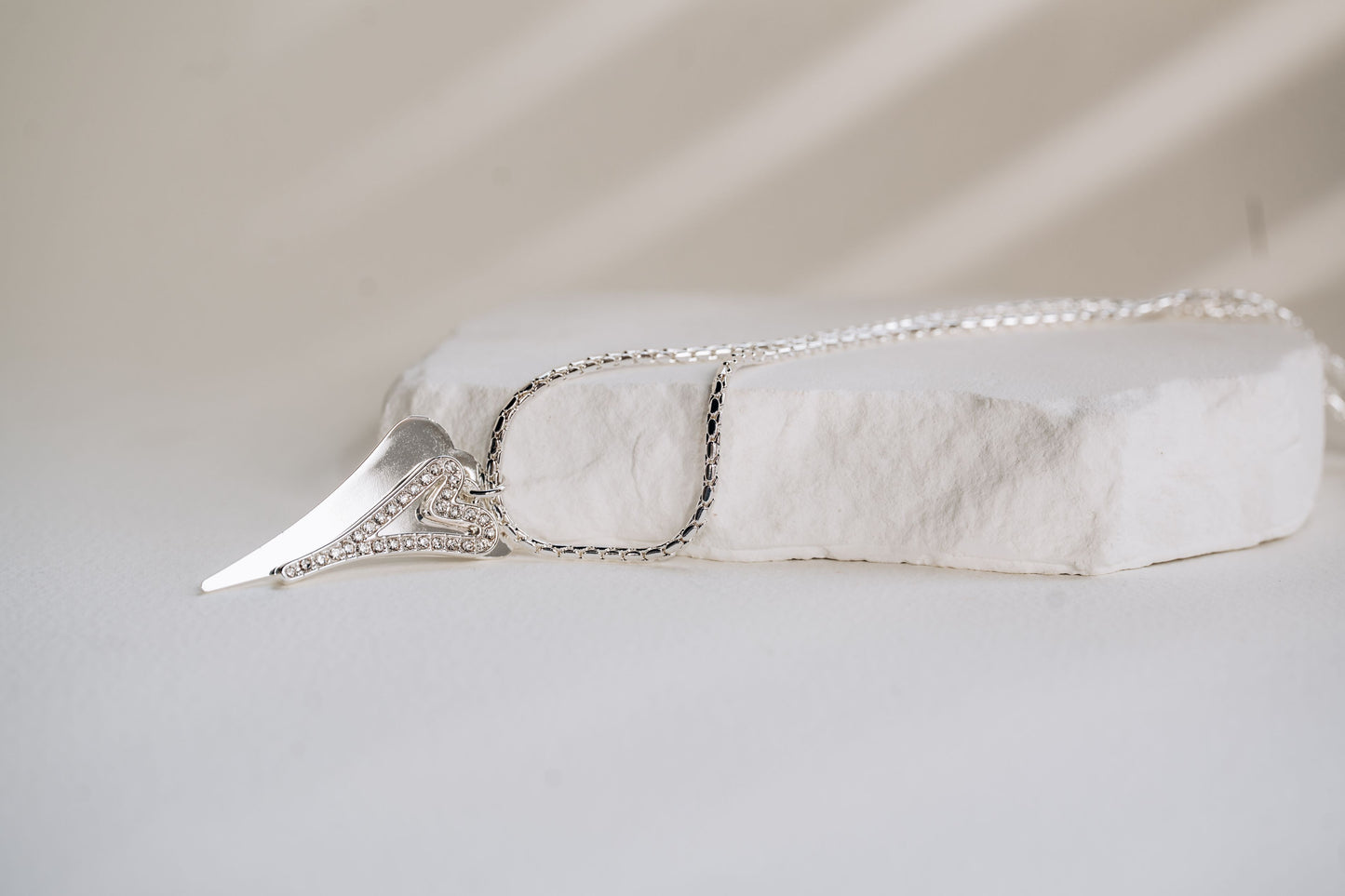 Necklace Silver 70cm chain with a Solid & Hollow Hearts*
