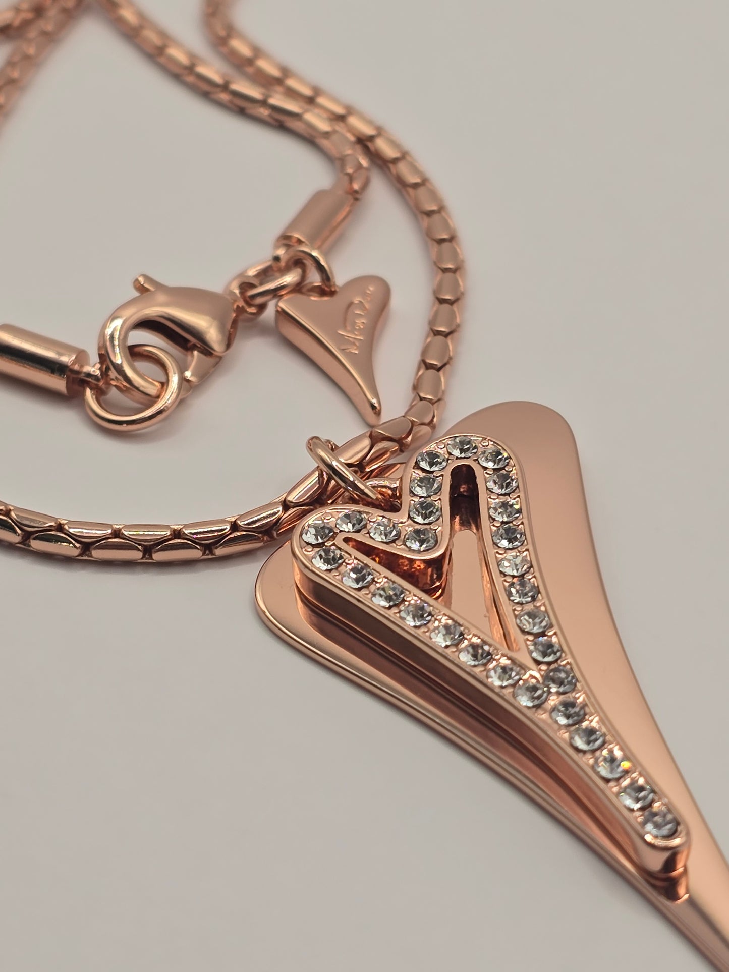 ROSE GOLD 70CM LONG CHAIN WITH SOLID & HOLLOW HEARTS NECKLACE*