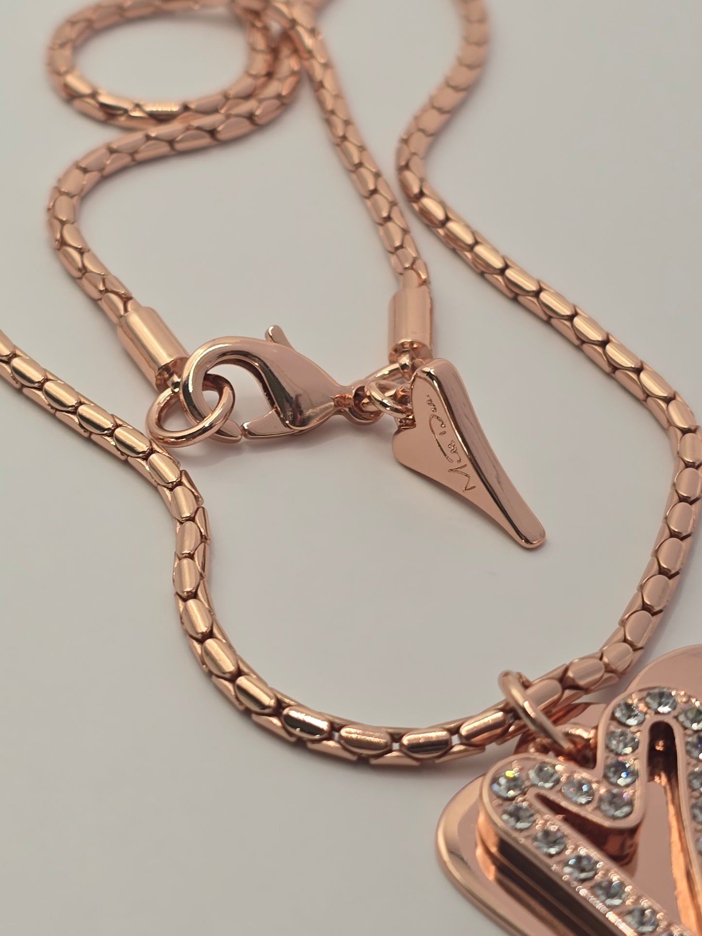 ROSE GOLD 70CM LONG CHAIN WITH SOLID & HOLLOW HEARTS NECKLACE*
