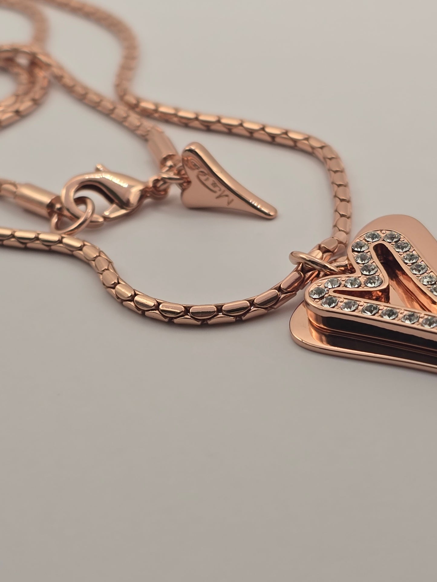 ROSE GOLD 70CM LONG CHAIN WITH SOLID & HOLLOW HEARTS NECKLACE*