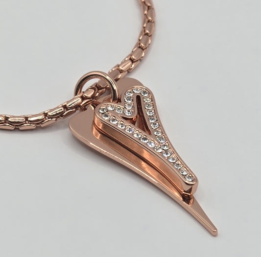Bracelet Rose gold Chain with Solid & Diamante Hearts*
