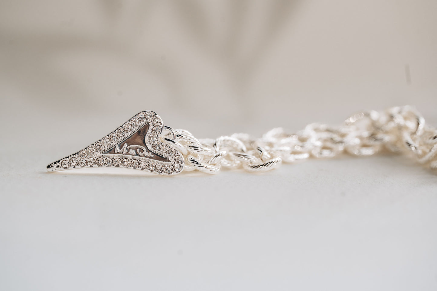 Necklace silver Textured links chain with Heart pendant