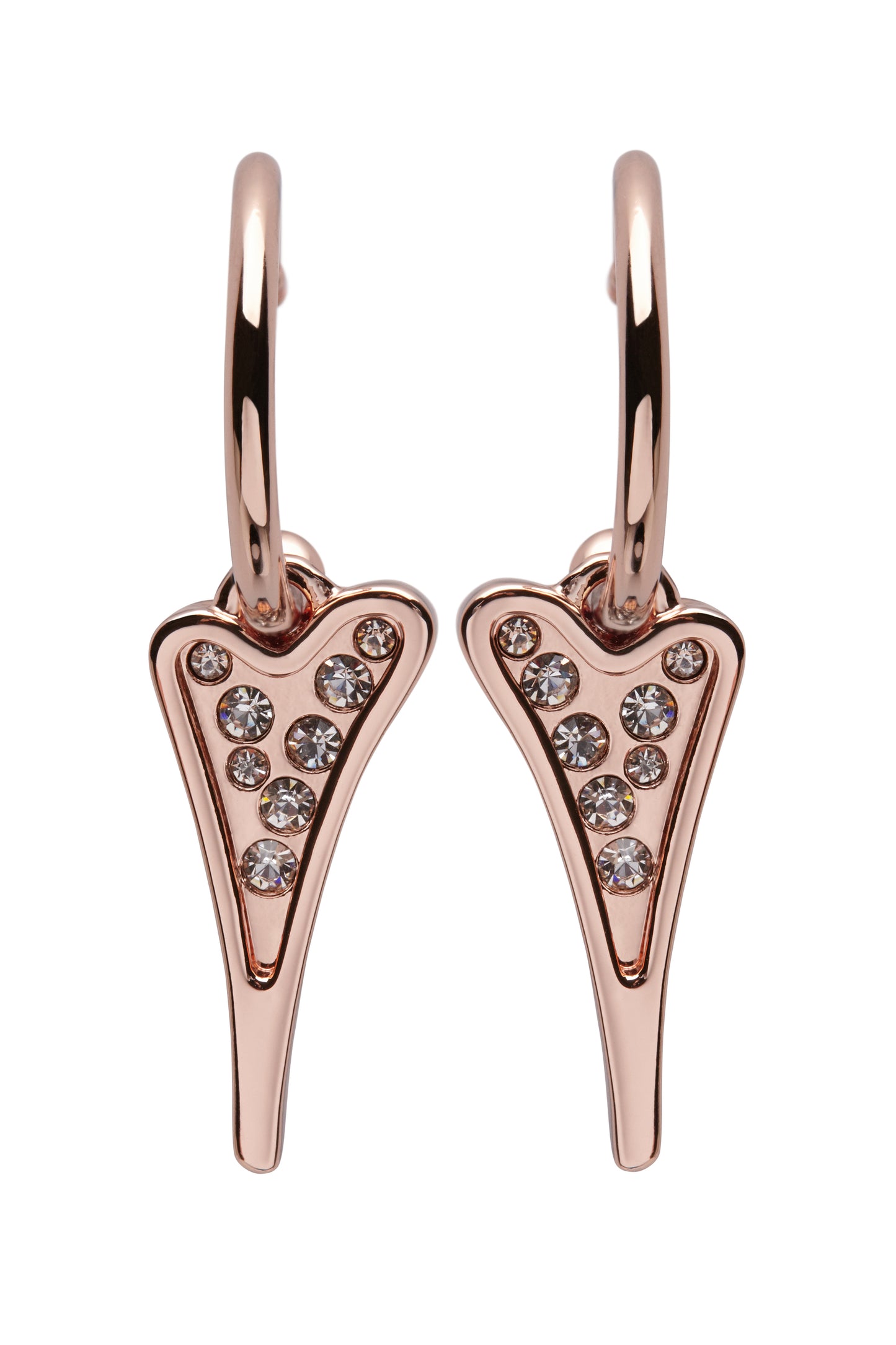 ROSE GOLD EARRINGS WITH DIAMANTE PENDANT *