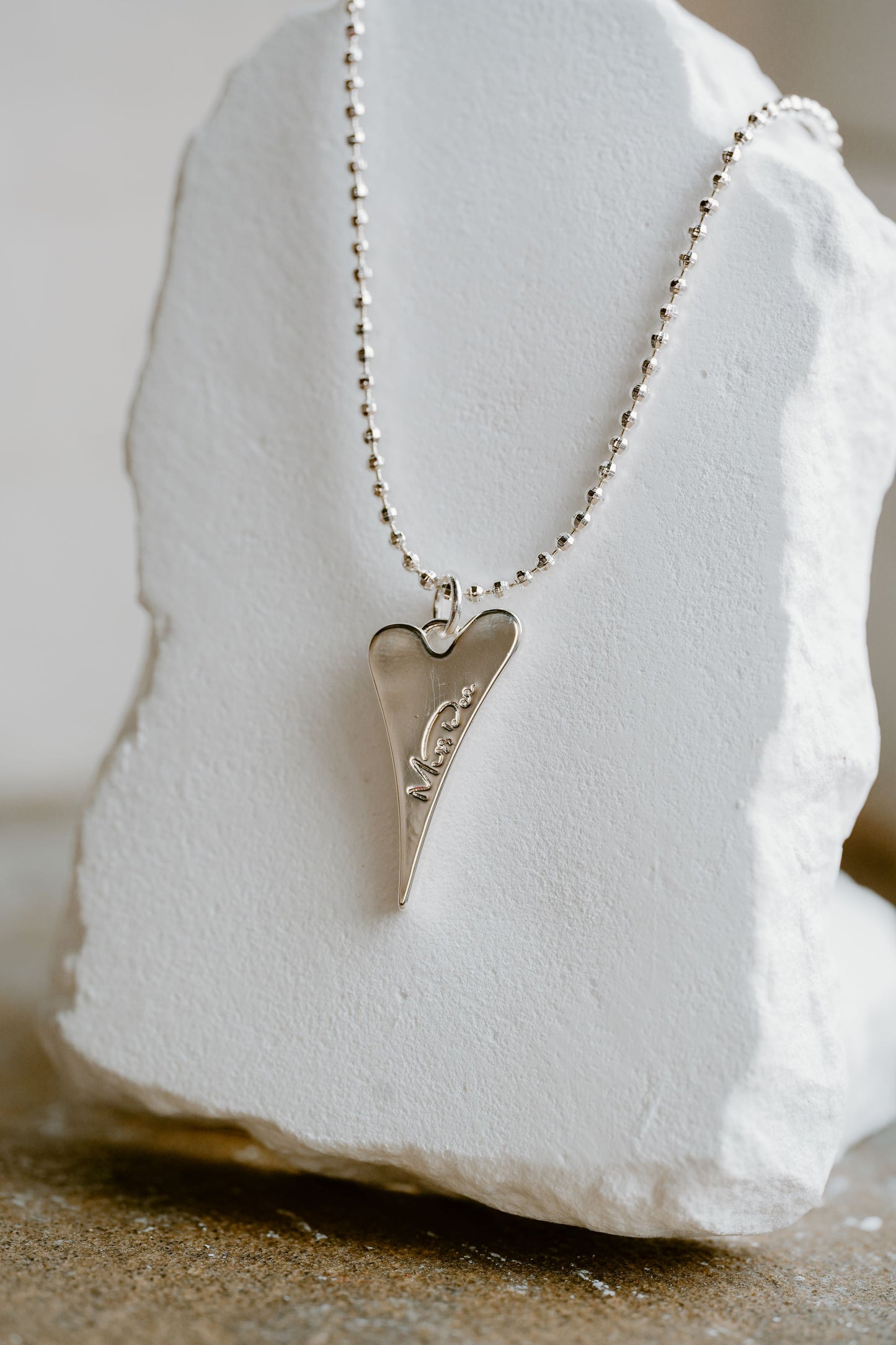 SILVER DIAMNONT CUT BALLS CHAIN NECKLACE *