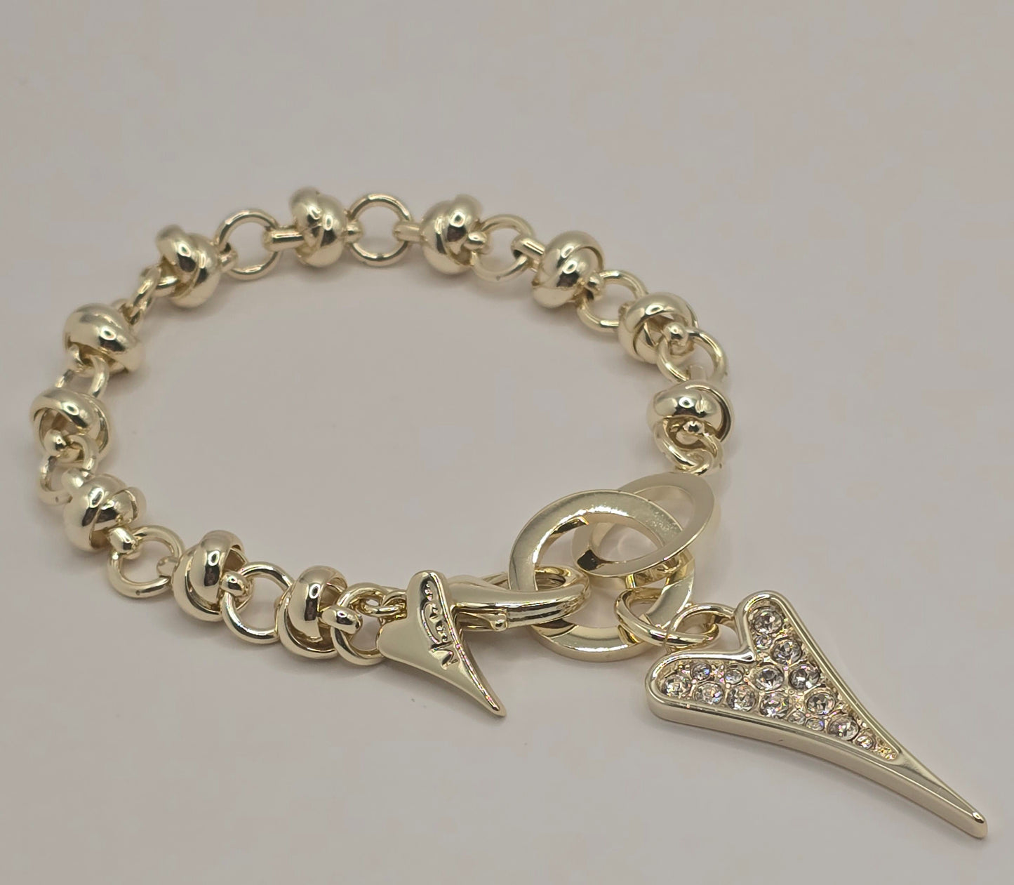 YELLOW GOLD DIAMANTE HEART BRACELET*