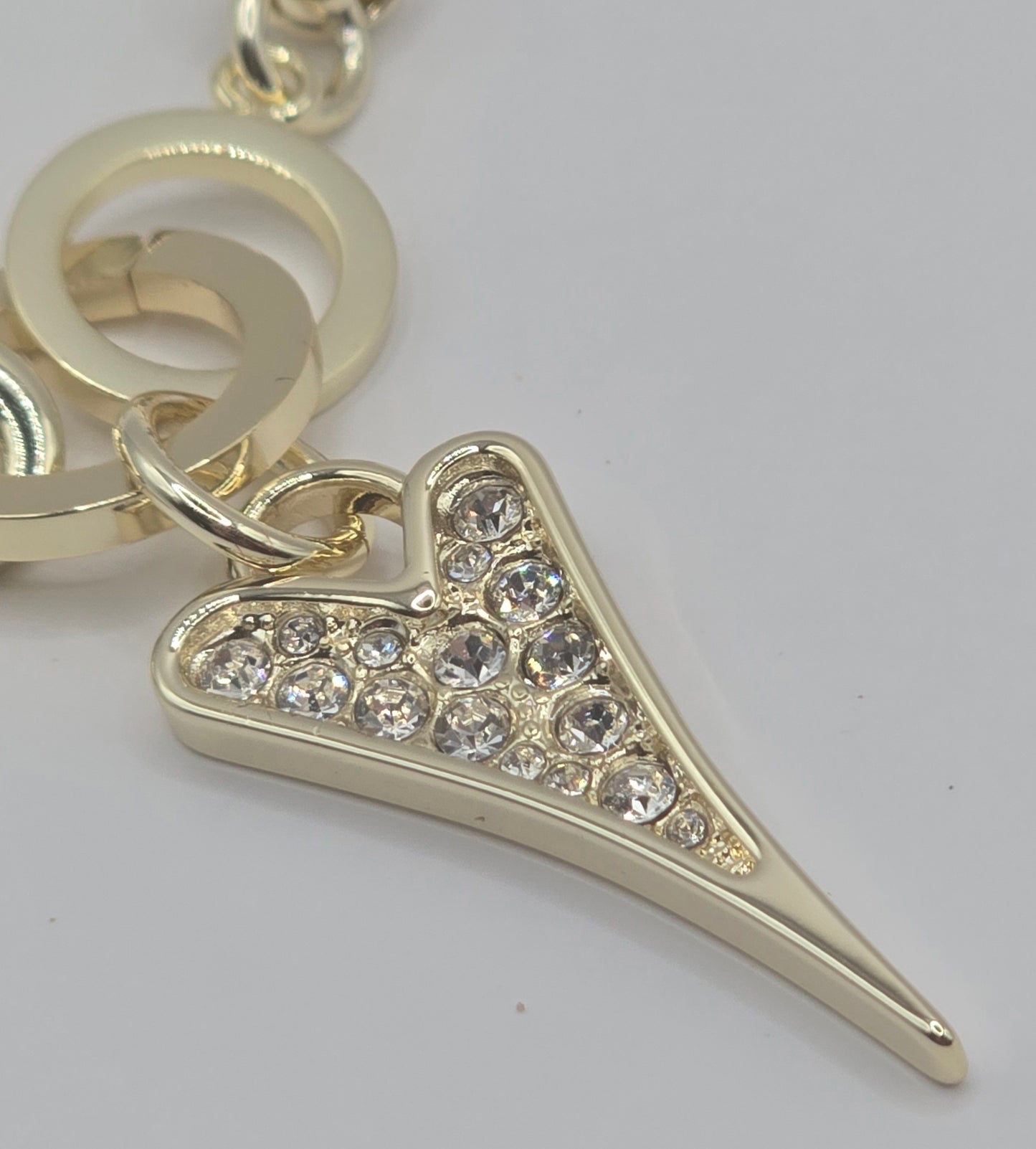 YELLOW GOLD DIAMANTE HEART BRACELET*