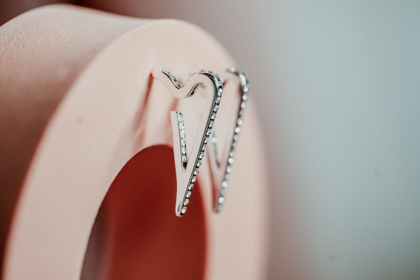 SILVER HEART SHAPED HOOPS *