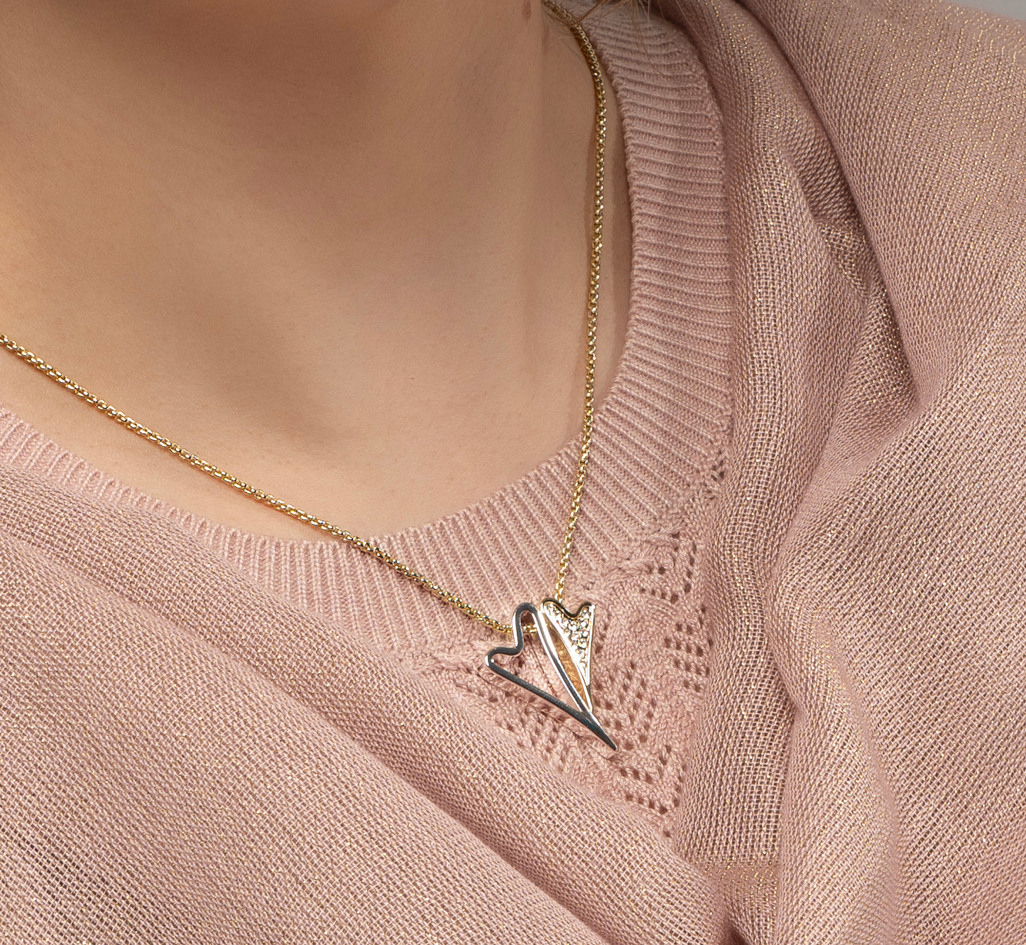 SILVER/YELLOW GOLD HEARTS NECKLACE*