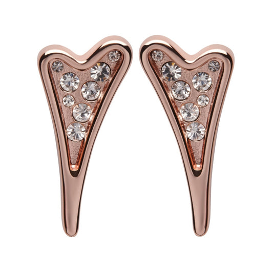 Earrings Rose Gold Diamante Solid Heart