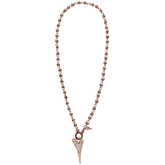 Necklace Rose Gold Knot 70cm chain with diamante heart